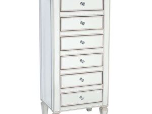 Mirrored Glass & Wood 6 Drawer Tall Boy