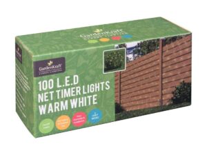 GardenKraft 15650 Battery Operated Net Timer Light with 100 LED - Warm White