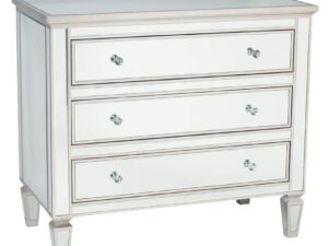 Mirrored Glass & Wood 3 Drawer Chest