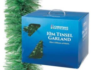 Christmas 10m Matt Green Tinsel Garland - Image 1