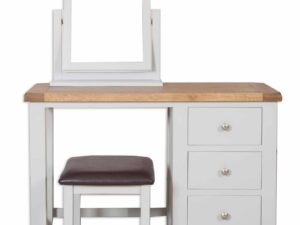 Paris Grey Dressing Table With Mirror & Stool - Image 1