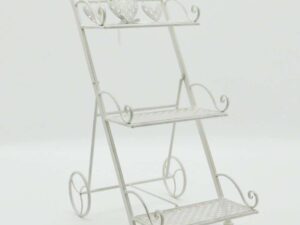Garden Metal Heart Design Flower Trolley 3 Tier - Image 1
