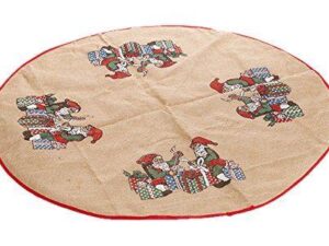 The Christmas Workshop 85780 39-Inch Diameter Jute Printed Christmas Tree Skirt, Natural - Image 1