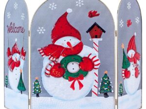 The Christmas Workshop 70 cm Snowman Decorated Fire Guard Surround - Image 1