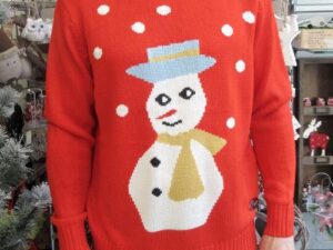 Crazy Granny Festive Christmas Jumper Red Snowman Retro Gift Unisex Size 0 (Small)