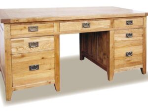 Oak Computer Desk With Twin Pedestal - VA019