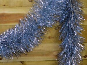 3m x 25cm EXTRA Chunky Cut Tinsel Garland Christmas Tree Decoration - Silver - Image 1