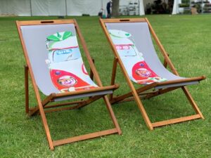 Deluxe Wooden Deck Chairs Pair Of Campervan His And Hers