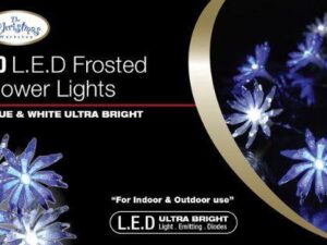 The Christmas Workshop 20 Frosted Flower LED String Lights - Blue & White - Image 1