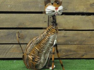 41cm Painted Metal Vintage Style Garden Cat Ornament