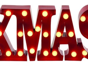 Festive Productions Battery Operated Lit Xmas Sign with Timer and Try-Me Function, Red - Image 1