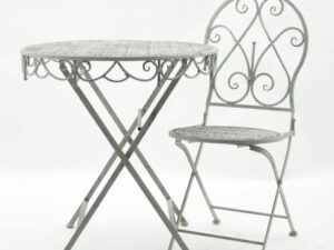 Garden Bistro Set 74cm Lead Colour Round Table And 2 Chairs - Image 1