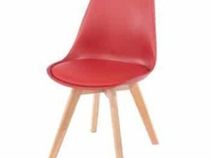 Aspen Padded PU Chair Red with Pine Legs - Image 1