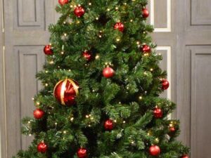 7ft Prelit Emerald Green Spruce Christmas Tree Warm White LEDs - Image 1