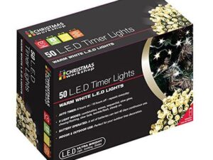 Christmas 50 LED Warm White String Lights Timer
