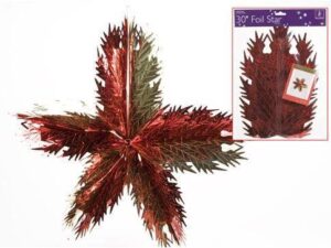Christmas Embossed 30" Hanging Gold and Red Foil Star