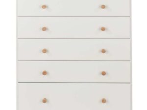 Core Products 5 Drawer Chest with Oak Veneered Tops, Wood, Soft Cream