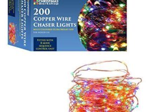Christmas Workshop 200 Copper Wire Multi Coloured LED Chaser String Lights, Metal, Multicoloured,