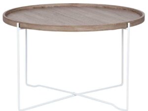 Natural Wood & Iron Round Coffee Table 740x740x450mm (WxDxH) - Image 1