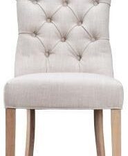 LUXURY DINING CHAIR CURVED BUTTON BACK BEIGE - Image 1