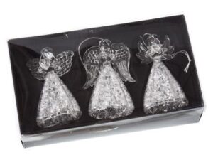 Christmas Hanging Angel Set Of 3 Glass 7Cm - Image 1