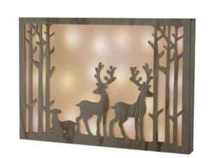 Christmas Reindeer Silhouette Frame, Pine Colour Light Up - Image 1