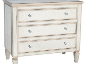 Antique Mirrored Glass & Wood 3 Drawer Chest