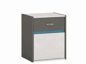 Furniture To Go Alien 1 Door 1 Drawer Bedside Cabinet, Wood, Graphite/Light Grey - Image 1