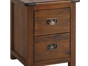 New Wooden Boston 2 Drawer Traditional Dark Antique Bedside Table - Image 1
