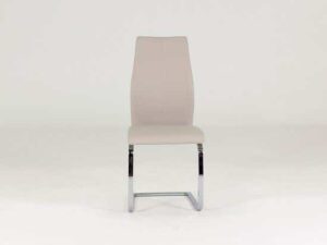 Elis Taupe Faux Leather Dining Chair with Chrome Leg - Image 1