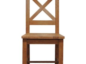 Bakersfield Oak Cross Back Wooden Dining Chair in Light Oak Finish Wooden - Image 1