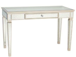 Antique Mirrored Glass & Wood 1 Drawer Console