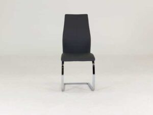 Elis Grey Faux Leather Dining Chair with Chrome Leg - Image 1