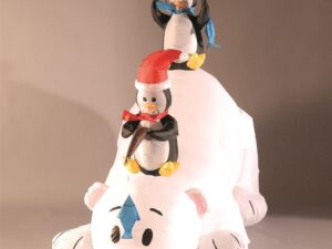 Polar Bear Inflatable Christmas Decoration with Fishing Penguins
