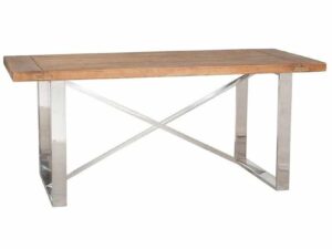 Natural Fir Wood & Stainless Steel Dining Table
