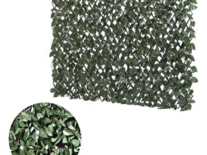 GardenKraft 26140 2 x 1 m Dark Ivy Expandable Artificial Willow Fence Panel - Green - Image 1