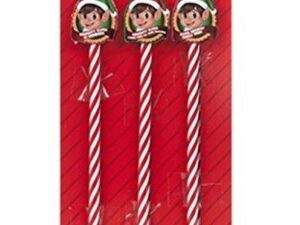 3 Elf design pencils with eraser toppers