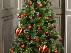 7ft Prelit Shimmering Silver Needle Christmas Tree - Image 1
