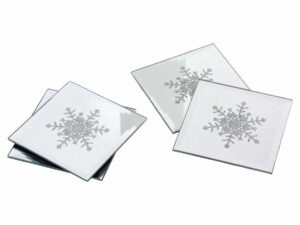 Christmas Coasters Glass with Glitter - Snowflake