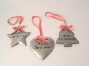 Set of 3 Metal Christmas Hanging Tree Trims - Image 1