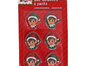 Christmas Elf Corner Fun Novelty Accessories - 6 Pack Elf Erasers