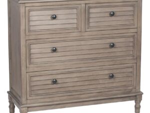 Taupe Pine Wood 4 Drawer Unit K/D 800x320x750mm (WxDxH)