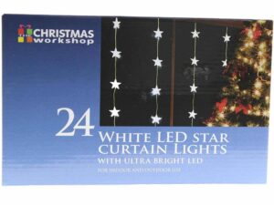 The Benross Christmas Workshop 24 LED Star Curtain Lights, White - Image 1