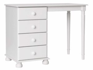 Copenhagen White Traditional 4 Drawer Single Pedestal Dressing Table - Image 1