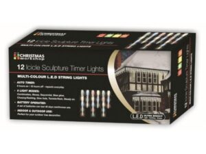Christmas Icicle Sculpture Timer Lights 12 LED Multi Colour - Image 1