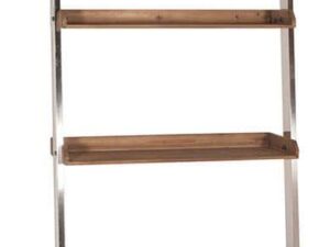 Natural Fir Wood & Stainless Steel Shelf Unit - Image 1