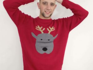 Crazy Granny Festive Christmas Jumper Red Rudy Reindeer Retro Gift Unisex Size 2 (Extra Large) - Image 1