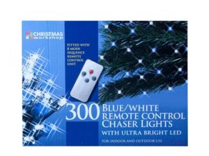 The Christmas Workshop 300 LED Chaser Lights Remote Control - Blue & White - Image 1