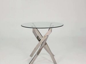 Kalmar Glass Round Dining Table with Chrome Legs - Image 1