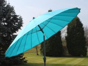 Li-Lo Leisure 2.7m Aqua Crank Parasol Garden Patio Umbrella Sun Shade Aluminium Frame Blue New - Image 1